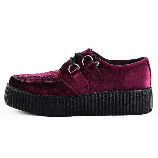 t.u.k Viva High Creeper Burgundy Velvet