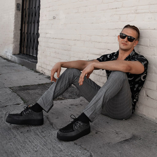 T.u.k Viva High Creeper Charcoal & Black Suede