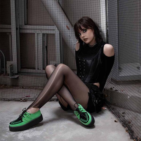 T.u.k Viva High Creeper Neon Green Suede