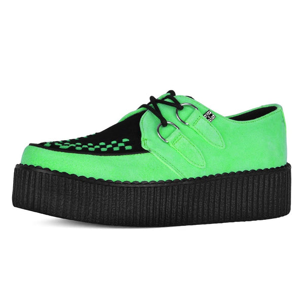 T.u.k Viva High Creeper Neon Green Suede