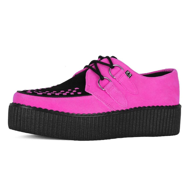 T.u.k Viva High Creeper Neon Pink Suede