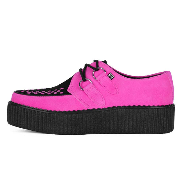 t.u.k Viva High Creeper Neon Pink Suede