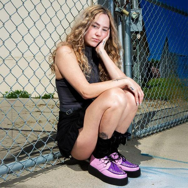 T.u.k Viva High Creeper Pink & Violet Leather