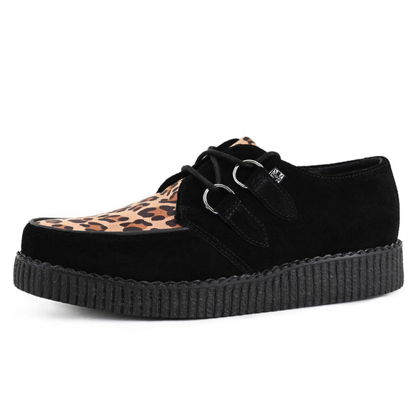 T.u.k Viva Low Creeper Black & Leopard Suede