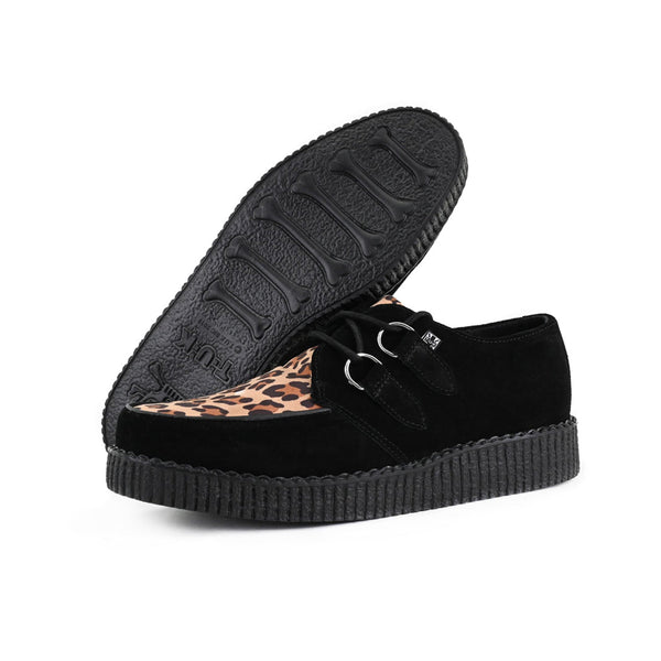 T.u.k Viva Low Creeper Black & Leopard Suede