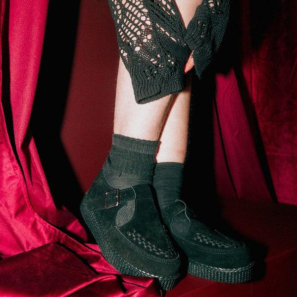 T.u.k Viva Low T-Bar Creeper Black Suede