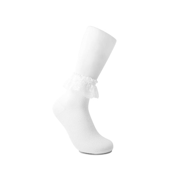 T.u.k White Knit Lace Sock