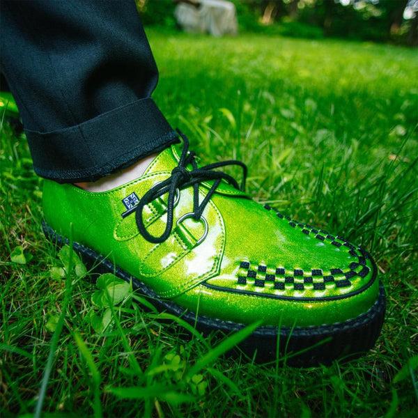 T.u.k Viva High Creeper Vegan Lime Green Glitter Sparkle