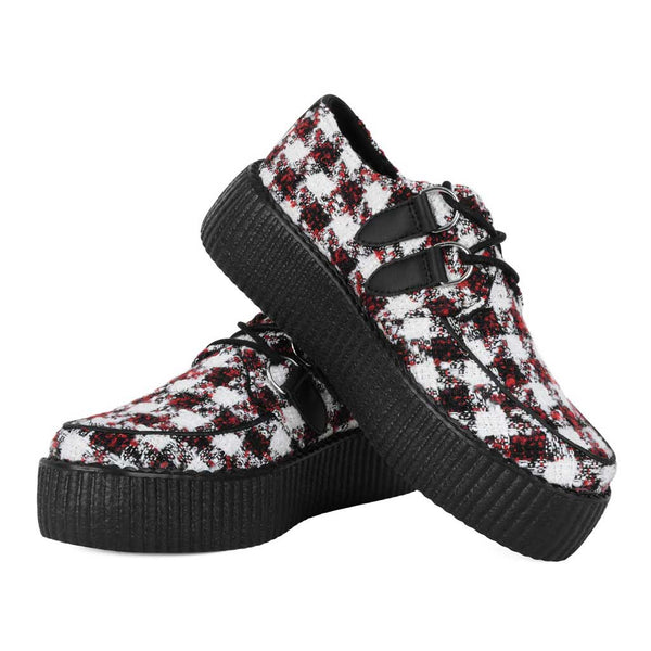 T.u.k White Black And Red Checkered Tweed Viva High Creepers