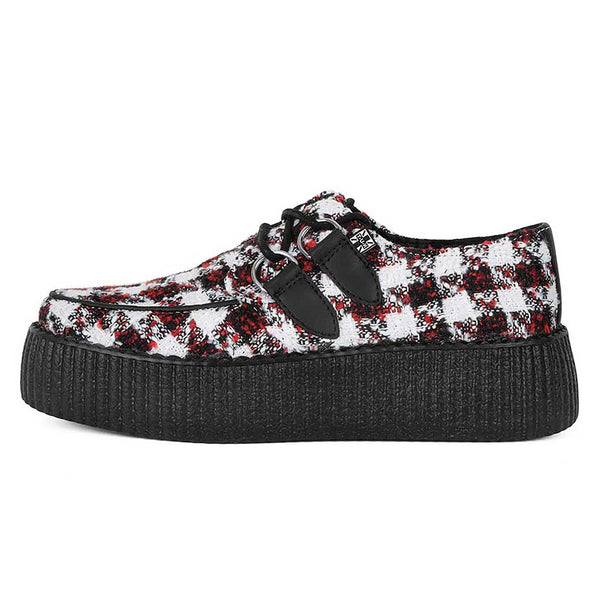 t.u.k White Black and Red Checkered Tweed Viva High Creepers