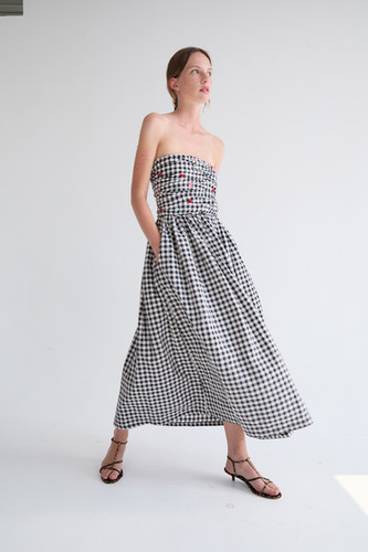 tach clothing Betsy Strapless Gingham Dress