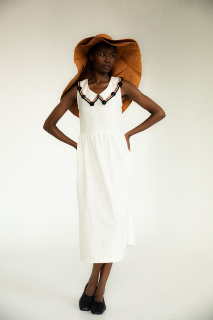 Tach Clothing Dora Linen Dress - Hand Embroidered