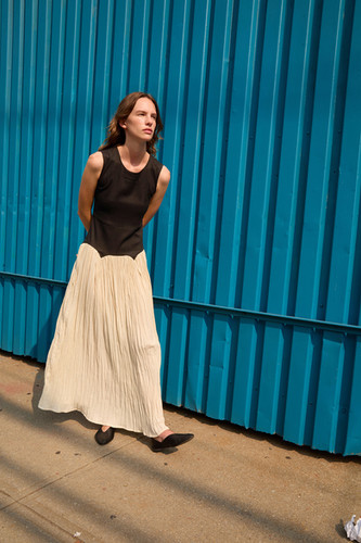 Tach Clothing Giovva Pleated Linen Dress