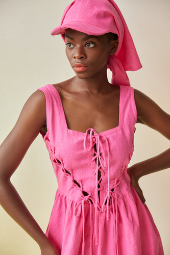 Tach Clothing Gyneth Linen Mid-length Dress