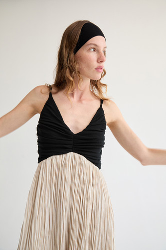 Tach Clothing Karin Pleated Linen Dress