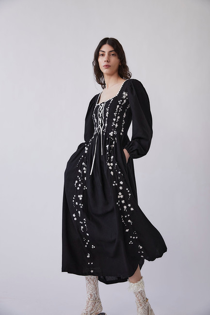 Tach Clothing Odila Hand-embroidered Corset Dress
