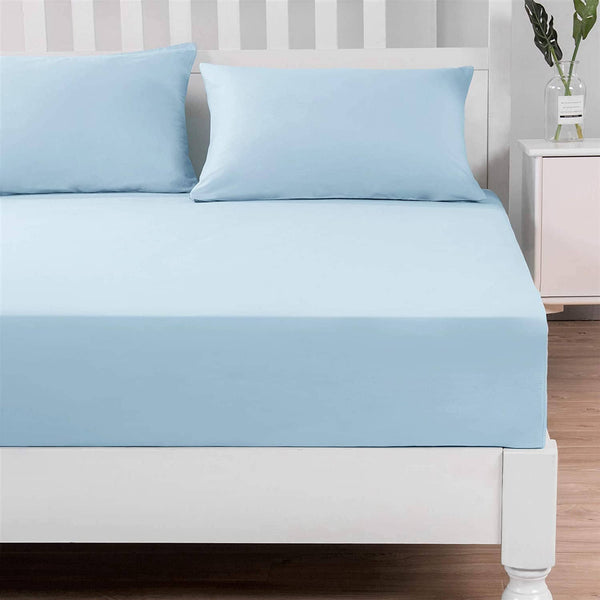 Tache Home Fashion DaDa Bedding Cotton Soothing Light Sky Blue Fitted Sheet (JHW-604)