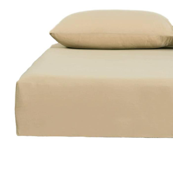 Tache Home Fashion DaDa Bedding Poplin Cotton Tan Beige Fitted Sheet And Pillowcase (JHW-546)