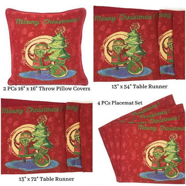 tache home fashion DaDa Bedding Set of 8 Pieces Red Santa Claus Holiday Table Tapestry - 4 Placemats 2 Table Runners 2 Throw Pillow Covers (17615) tache home fashion DaDa Bedding Set of 8 Pieces Red Santa Claus Holiday Table Tapestry - 4 Placemats 2 Table Runners 2 Throw Pillow Covers (17615)