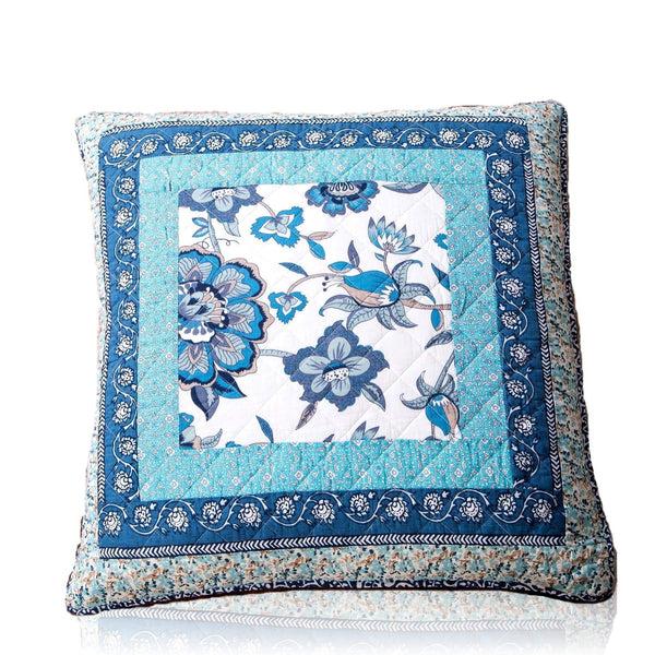 tache home fashion Tache 1 Piece 100% Cotton Floral Patchwork Blue Elegance Euro Sham (JHW-657-EURO)