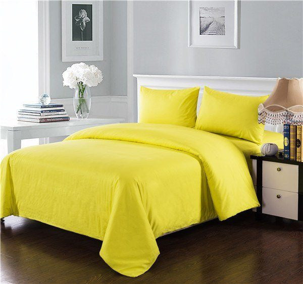 Tache Home Fashion Tache 100% Cotton Neon Yellow Solid Duvet Cover Set (2-3PDUV-Yellow)