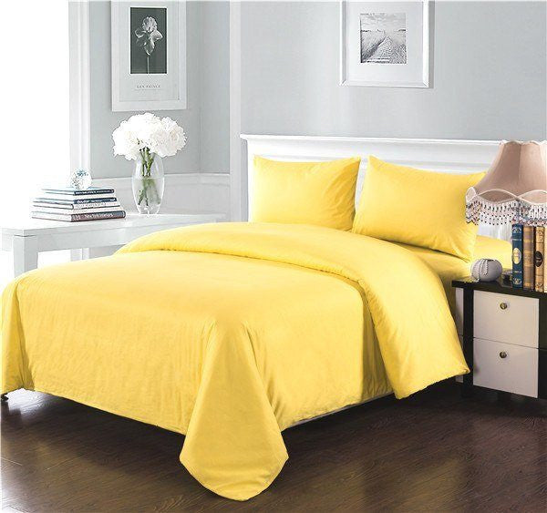Tache Home Fashion Tache 100% Cotton Solid Banana Yellow Duvet Cover Set (2-3PDUV-YB)