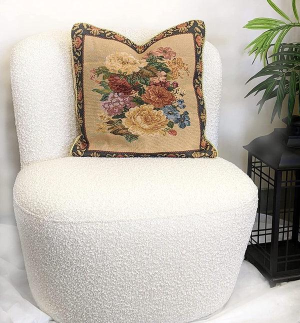 Tache Home Fashion Tache 18 X 18 Inch Colorful Country Rustic Floral Morning Awakening Tapestry Throw Pillow Cover (3089B)