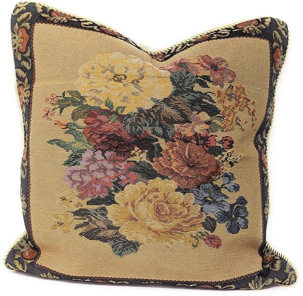 Tache Home Fashion Tache 18 X 18 Inch Colorful Country Rustic Floral Morning Awakening Tapestry Throw Pillow Cover (3089B)
