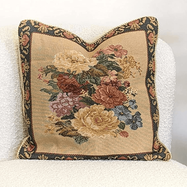 tache home fashion Tache 18 x 18 Inch Colorful Country Rustic Floral Morning Awakening Tapestry Throw Pillow Cover (3089B)