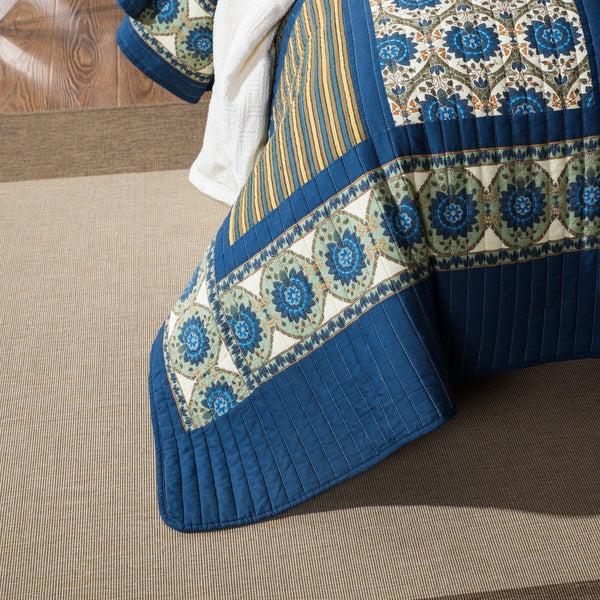 Tache Home Fashion Tache 2-3 Piece Elegant Striped Forest Patchwork Quilt Vibrant Multi Color (JHW-679)