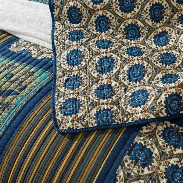 Tache Home Fashion Tache 2-3 Piece Elegant Striped Forest Patchwork Quilt Vibrant Multi Color (JHW-679)