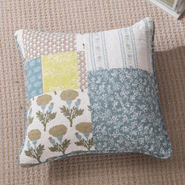 Tache Home Fashion Tache 2 PC Cotton Sky Breeze Pastel Blue Patchwork Quilt 18x18 Cushion Covers (TAJHW-684-CC)