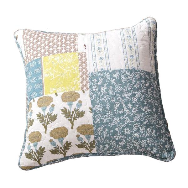 tache home fashion Tache 2 PC Cotton Sky Breeze Pastel Blue Patchwork Quilt 18x18 Cushion Covers (TAJHW-684-CC)