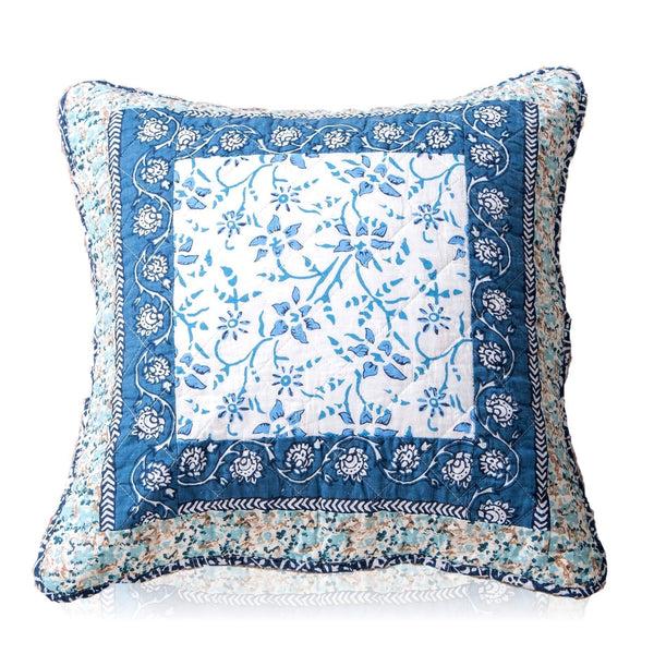 tache home fashion Tache 2 Piece 100% Cotton Floral Patchwork Blue Elegance Cushion Covers (TAJHW-657-CC)