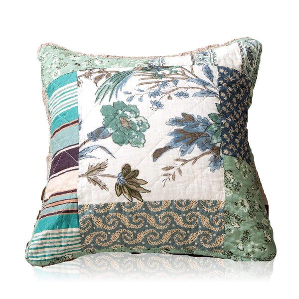tache home fashion Tache 2 Piece 100% Cotton Floral Patchwork Forest Glade Green Cushion Covers (TAJHW-650-CC)