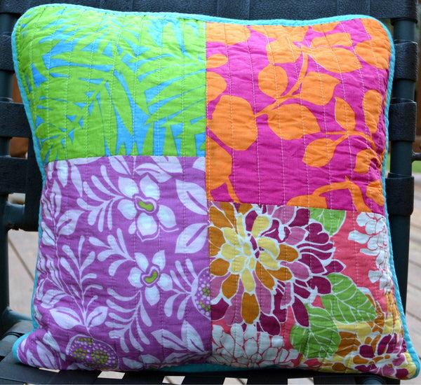 Tache Home Fashion Tache 2 Piece Cotton Colorful Flower Power Party Patchwork Cushion Cover (FloralPatchwork-CC)