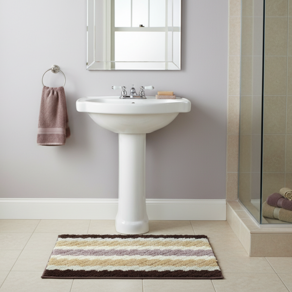 Tache Home Fashion Tache 20x32 Inch Striped Brown And Beige Bathroom Rugs (TARBS2032)