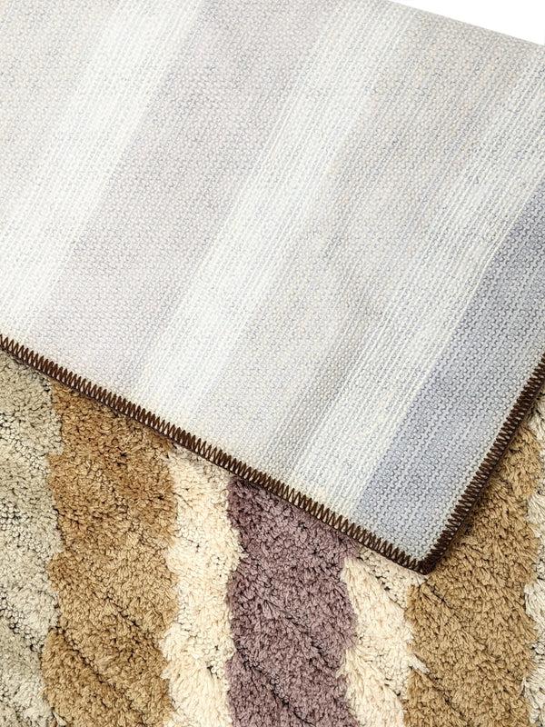Tache Home Fashion Tache 20x32 Inch Striped Brown And Beige Bathroom Rugs (TARBS2032)