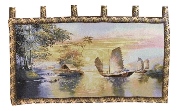 tache home fashion Tache 28 x 55 Exotic Ships on The Horizon Coastal Tapestry Wall Hanging (WH-DB15152)