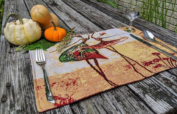 Tache Home Fashion Tache Abstract Art Ballet Ballerina Dancers Beige Woven Tapestry Placemat Set (18110)
