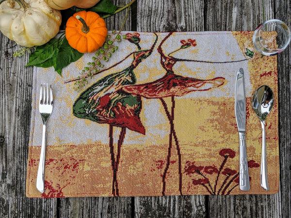 tache home fashion Tache Abstract Art Ballet Ballerina Dancers Beige Woven Tapestry Placemat Set (18110)