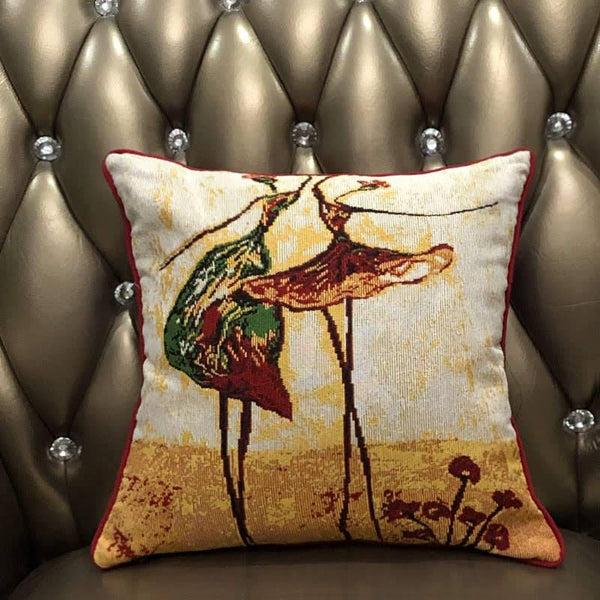 Tache Home Fashion Tache Abstract Ballerina Art Golden Beige Woven Tapestry Throw Pillow Cover (18110)