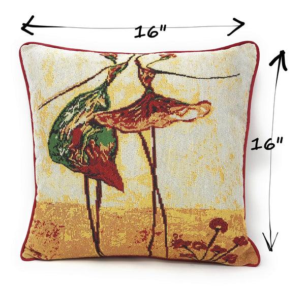 Tache Home Fashion Tache Abstract Ballerina Art Golden Beige Woven Tapestry Throw Pillow Cover (18110)