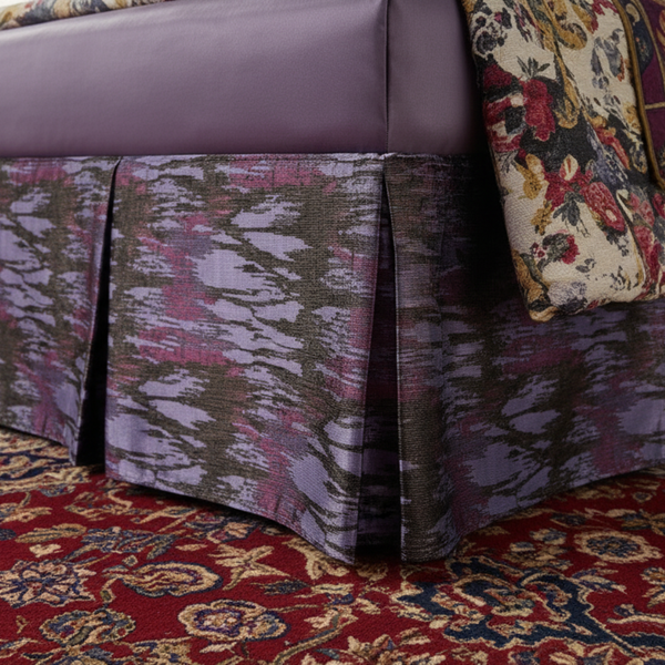 Tache Home Fashion Tache Abstract Mixed Purple Satin Tailored Platform 14" Bed Skirt Dust Ruffle (BSK-4362L)