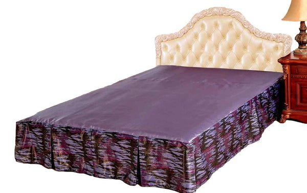 tache home fashion Tache Abstract Mixed Purple Satin Tailored Platform 14" Bed Skirt Dust Ruffle (BSK-4362L)