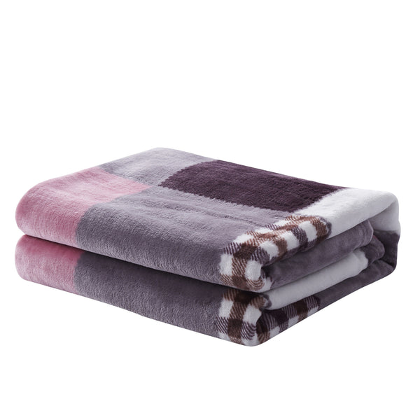 Tache Home Fashion Tache Autumn Muave Purple Pink Farmhouse Super Soft Plaid Patchwork Throw Blanket (4022)
