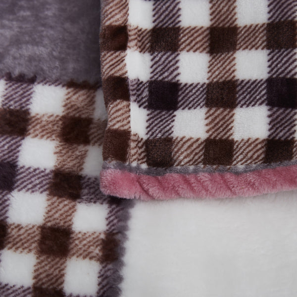 Tache Home Fashion Tache Autumn Muave Purple Pink Farmhouse Super Soft Plaid Patchwork Throw Blanket (4022)