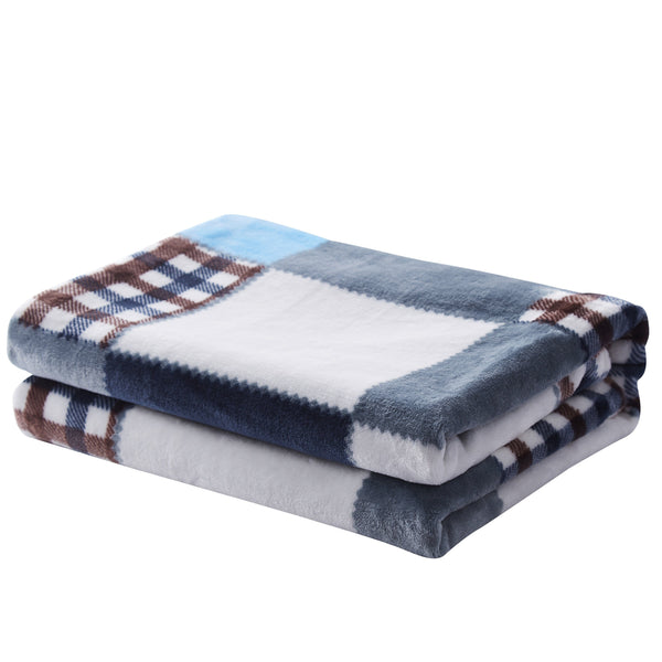 Tache Home Fashion Tache Blue Lake Farmhouse Super Soft Plaid Patchwork Throw Blanket (4024)