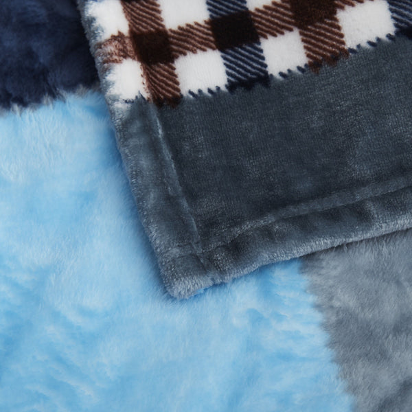 Tache Home Fashion Tache Blue Lake Farmhouse Super Soft Plaid Patchwork Throw Blanket (4024)