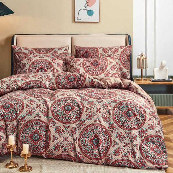 Tache Home Fashion Tache Bohemian Desert Medallion Boteh Paisley Orange Blue Taupe Reversible Duvet Cover (TJ3502)